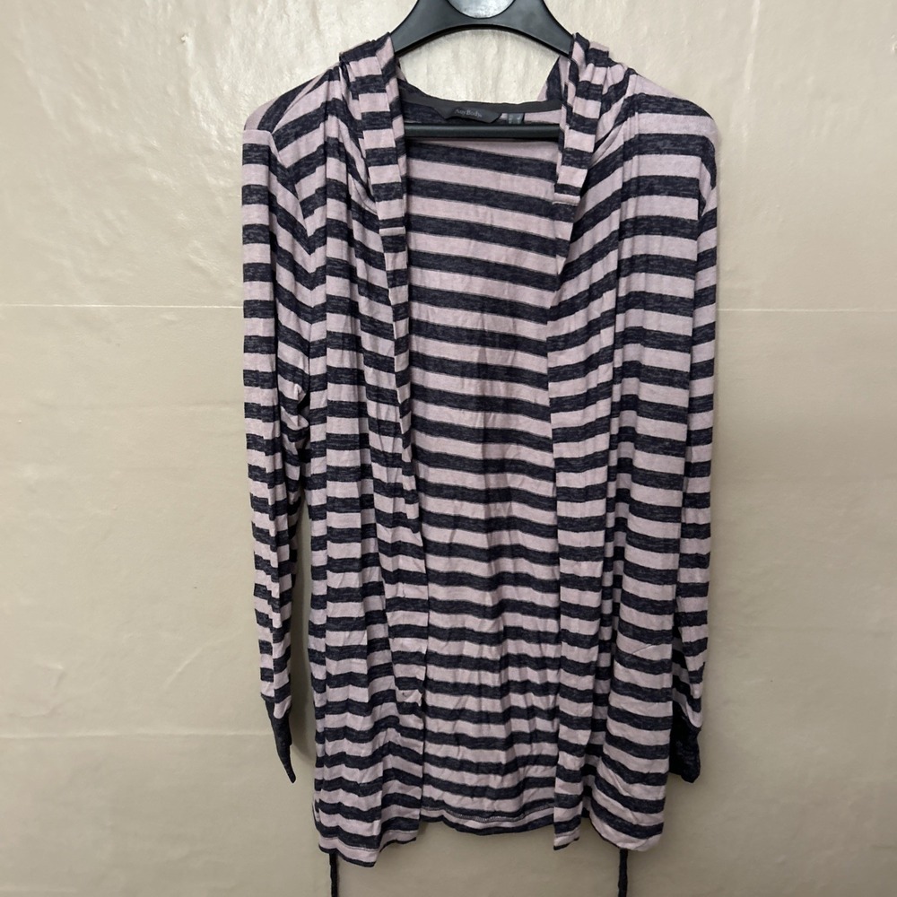 Anybody Small Lavender Charcoal‎ Striped Knit Hoodie Cardigan